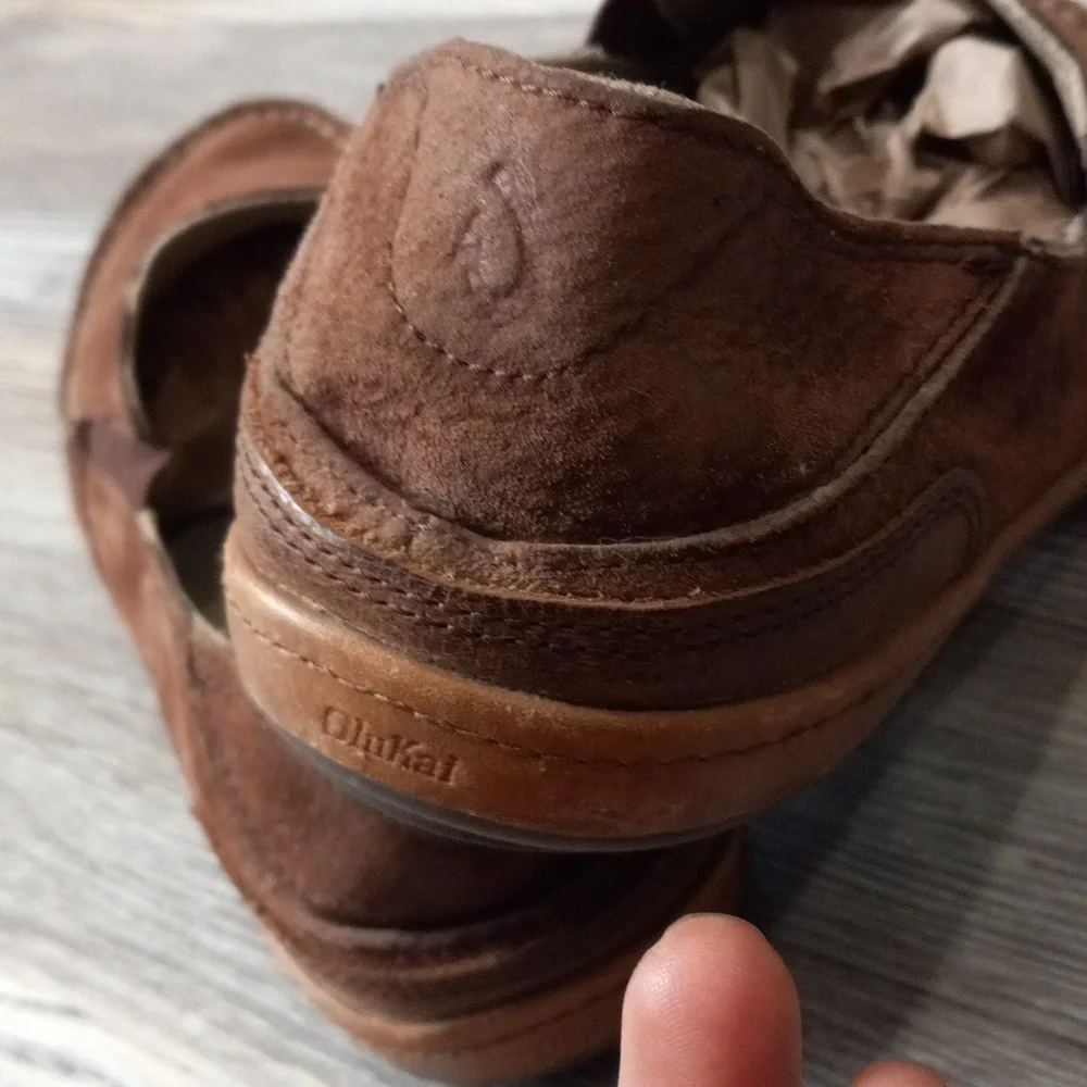 Olukai Puhalu Brown Suede Moccasin Slide Men's Size 8.5